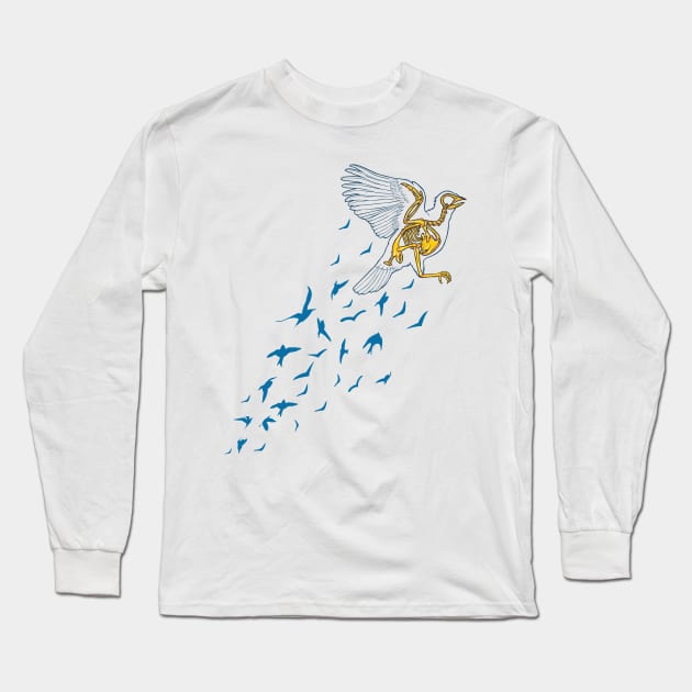 Skeleton Bird Long Sleeve T-Shirt by supercuss